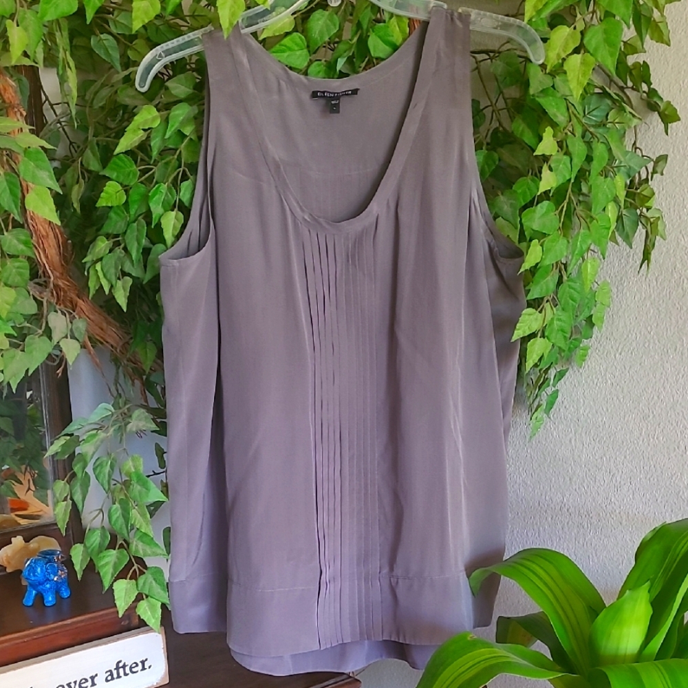 Eileen Fisher 100%Silk Pleated Front Tank Size L